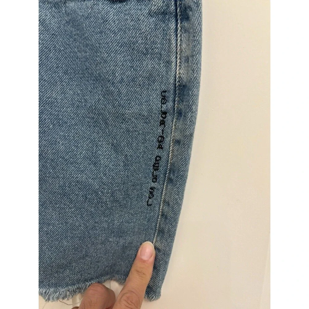 Anthropologie Farm Rio Embroidered Denim Mini Skirt medium colorful Sun Fan - Picture 4 of 11